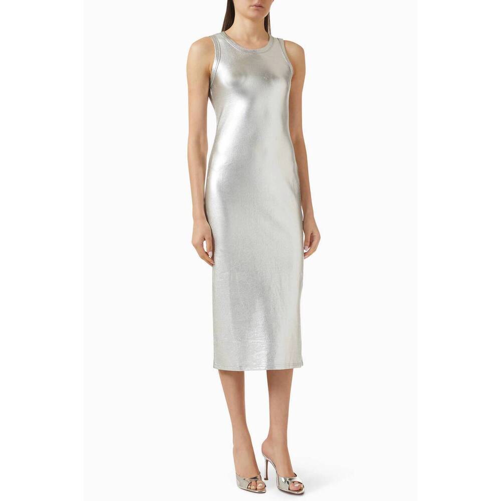 NEW NEVER FULLY DRESSED metallic ribbed dress in silver